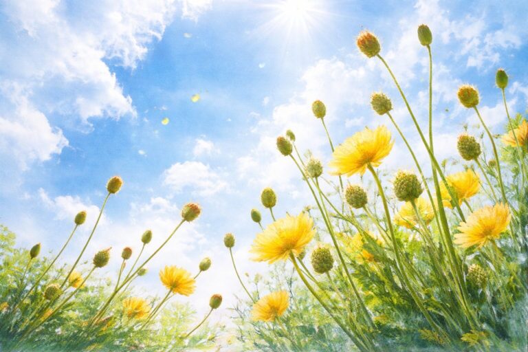 空に向かって咲く花